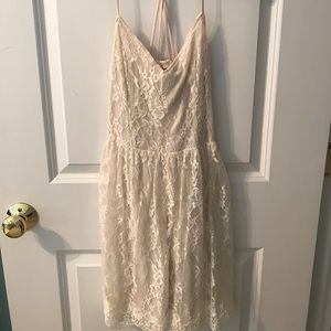 Pale Pink Open Back Lace Abercrombie Dress